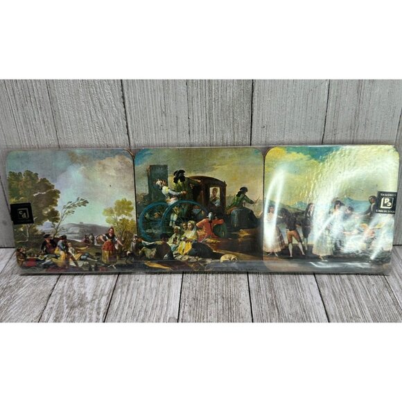 Vintage Set Of 6 Cork Coasters Posavasos Fantasia Made In Spain In Packet - Picture 2 of 10